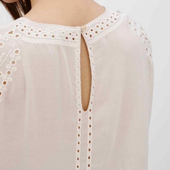 Aritzia Wilfred Reims Cap Sleeve Eyelet Embroidered Top- Sz M - Picture 5 of 9